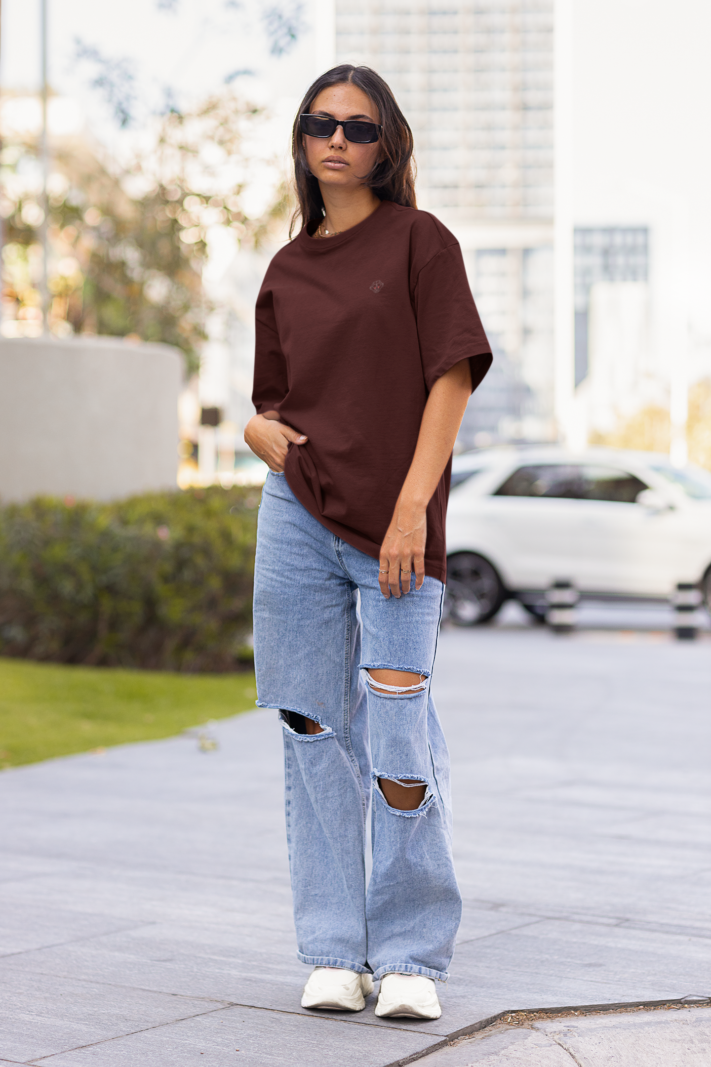 Maroon Enchantment: Women’s Oversized T-Shirt