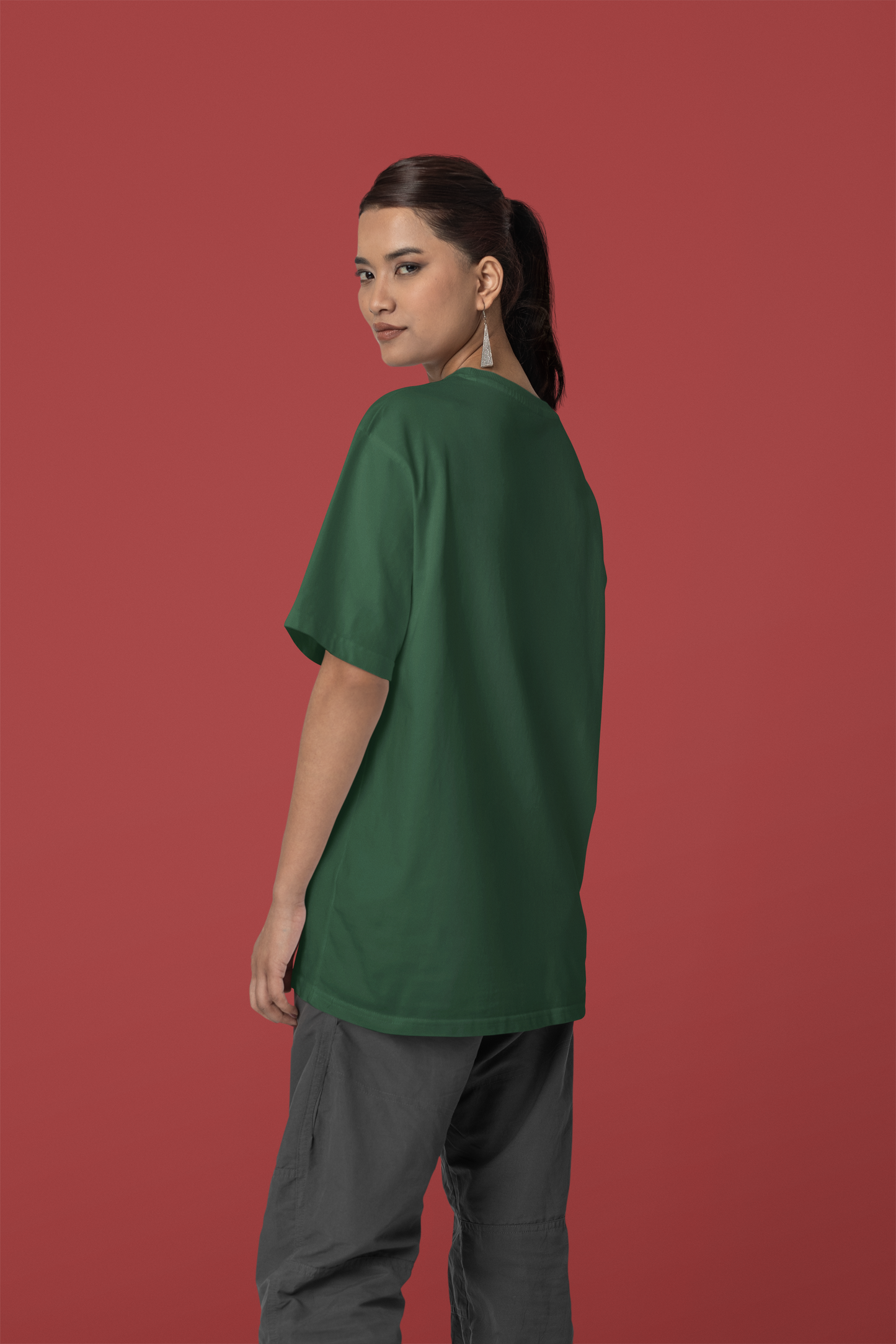 Forest Serenity: Oversized Bottle Green T-Shirt