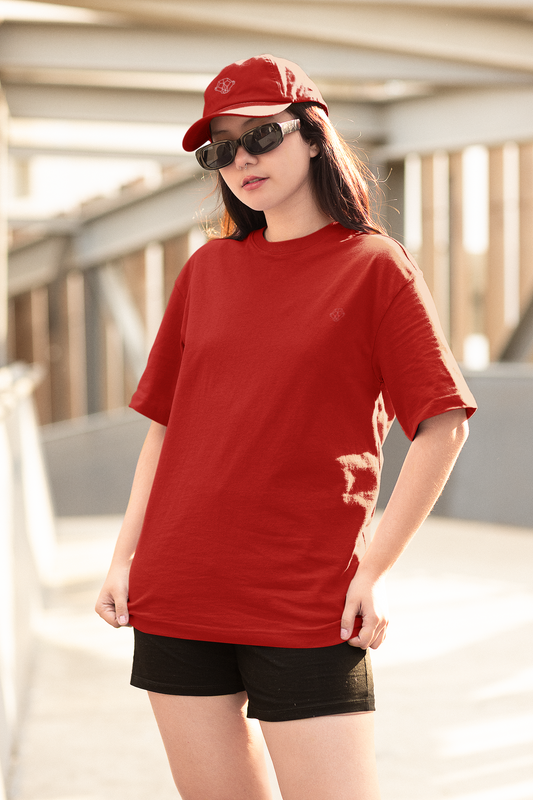 Crimson Red Elegance: Women’s Oversized T-Shirt