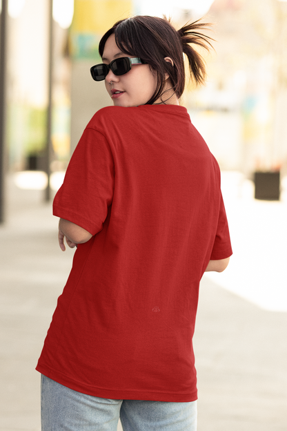 Crimson Red Elegance: Women’s Oversized T-Shirt