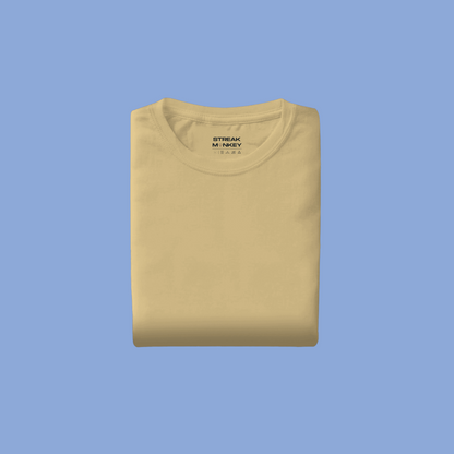 Desert Sand Elegance: Men’s Beige Plain T-Shirt