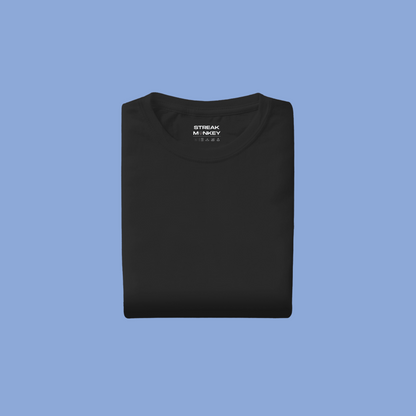 Timeless Noir: Men's Black Plain T-Shirt