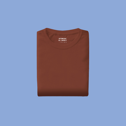 Rustic Crimson: Men's Brick Red Plain T-Shirt