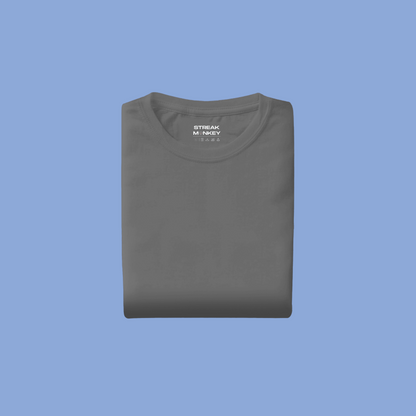 Urban Charisma: Men's Charcoal Melange Plain T-Shirt