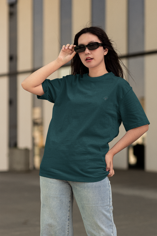 Petrol Blue Serenity: Women’s Oversized T-Shirt