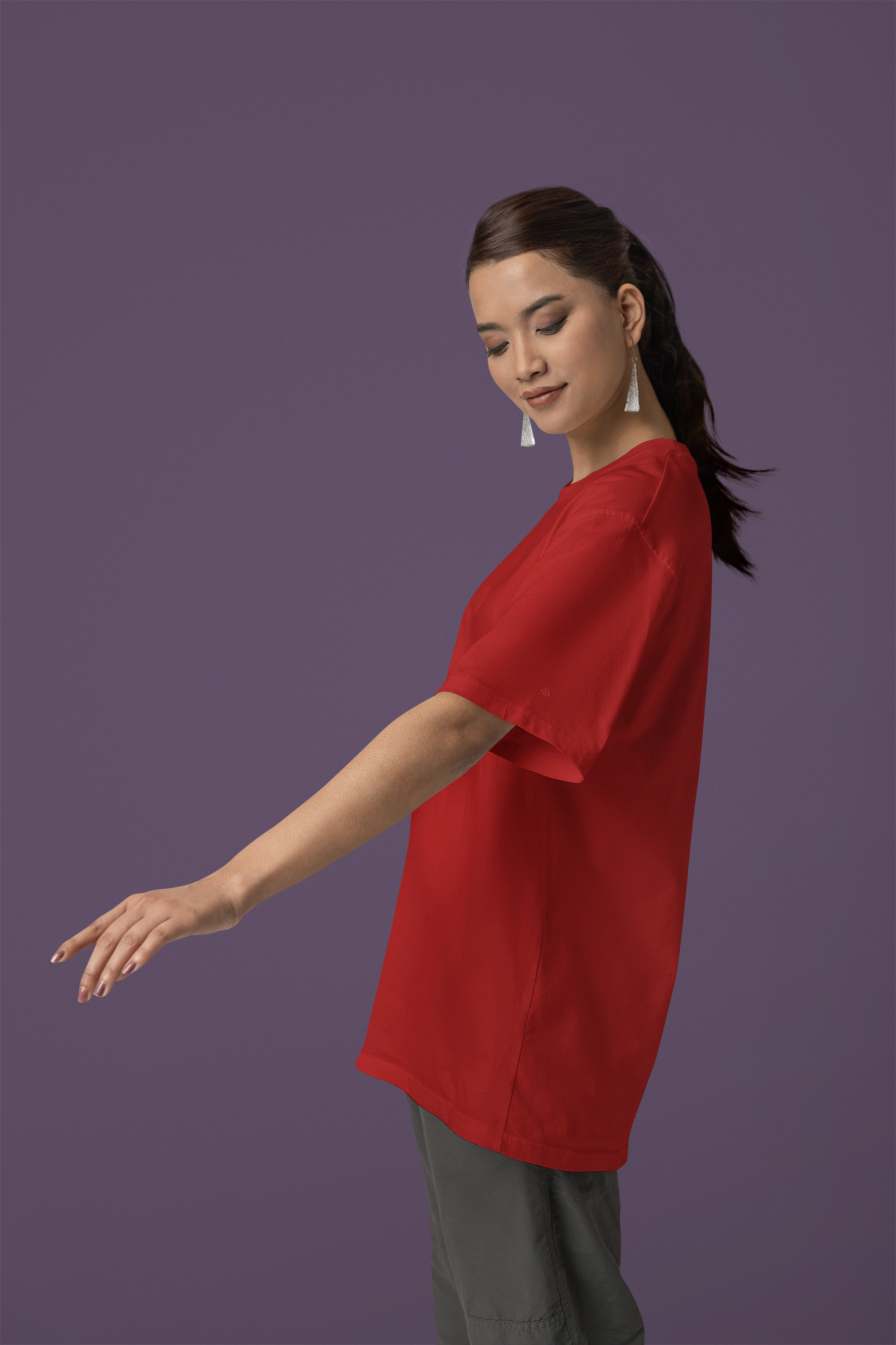 Crimson Red Elegance: Women’s Oversized T-Shirt