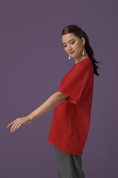 Crimson Red Elegance: Women’s Oversized T-Shirt