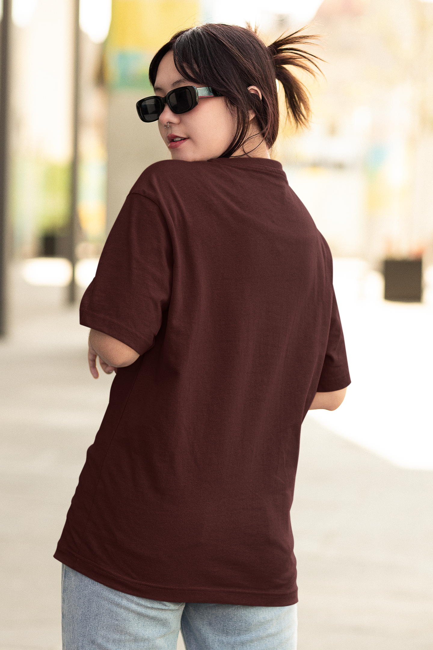 Maroon Enchantment: Women’s Oversized T-Shirt