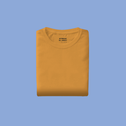 Sunlit Glow: Men's Golden Yellow Plain T-Shirt