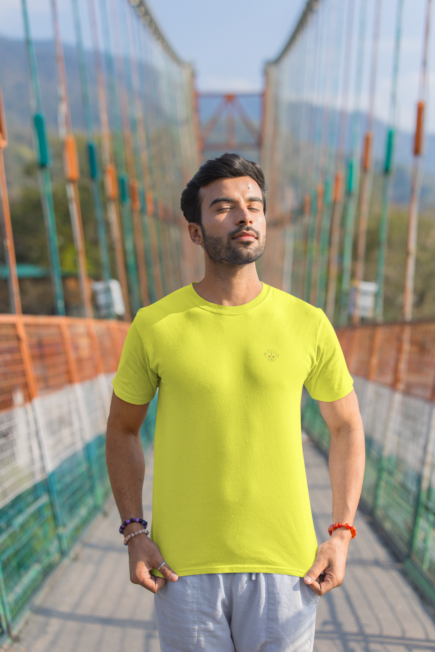 Radiant Aura: Men's New Yellow Plain T-Shirt