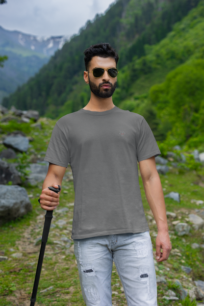 Urban Charisma: Men's Charcoal Melange Plain T-Shirt