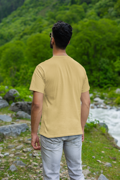 Desert Sand Elegance: Men’s Beige Plain T-Shirt