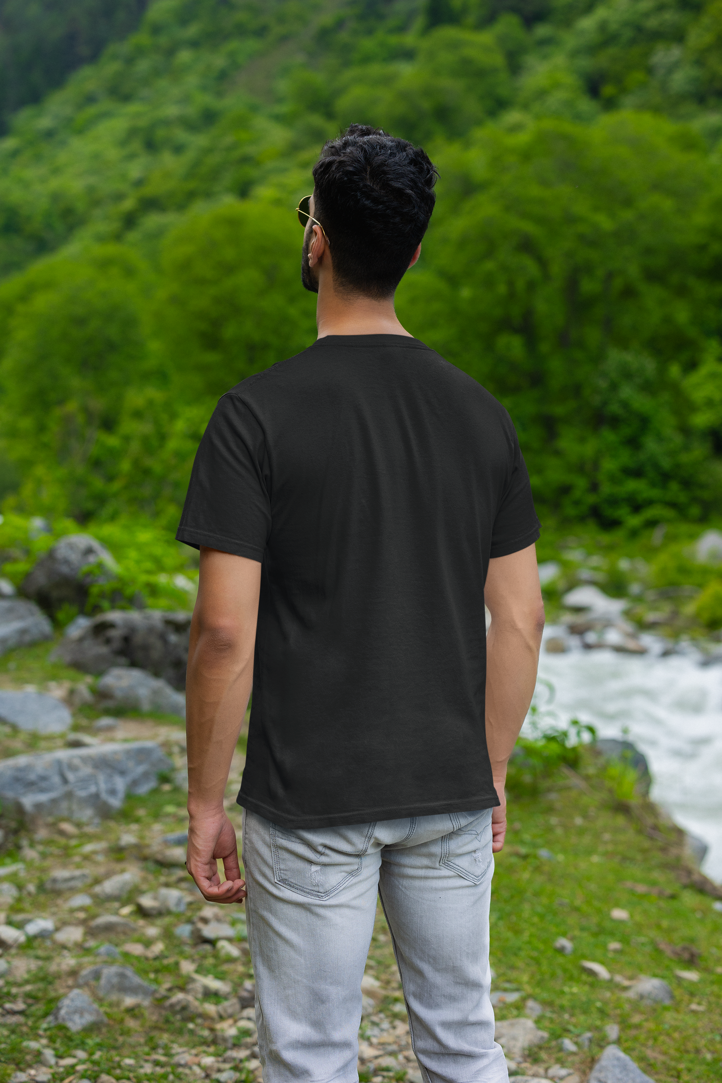 Timeless Noir: Men's Black Plain T-Shirt