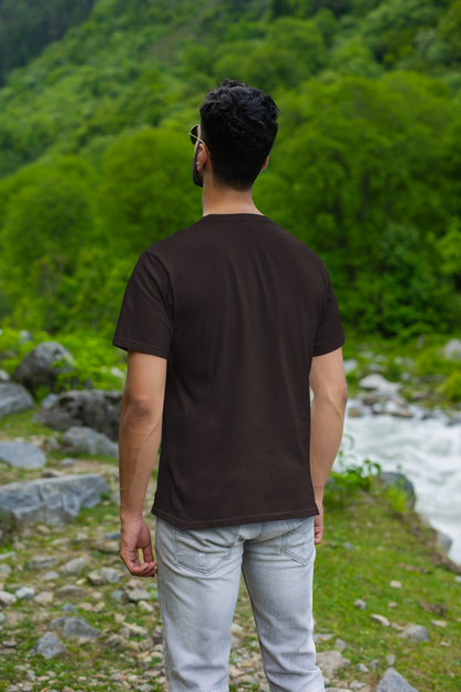 Café Elegance: Men's Coffee Brown Plain T-Shirt