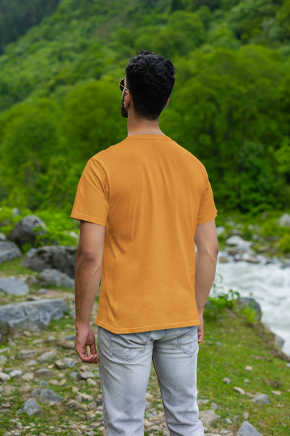 Sunlit Glow: Men's Golden Yellow Plain T-Shirt