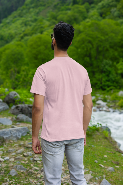 Blush Dreams: Men's Light Baby Pink Plain T-Shirt