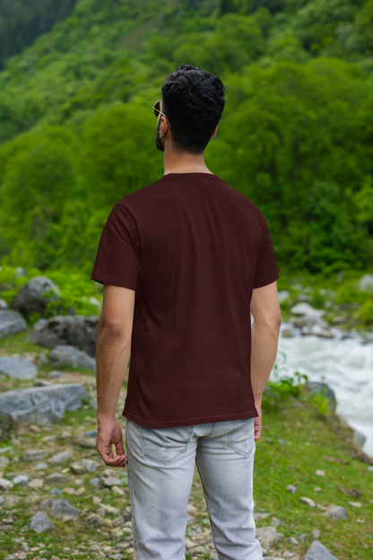 Burgundy Elegance: Men's Maroon Plain T-Shirt