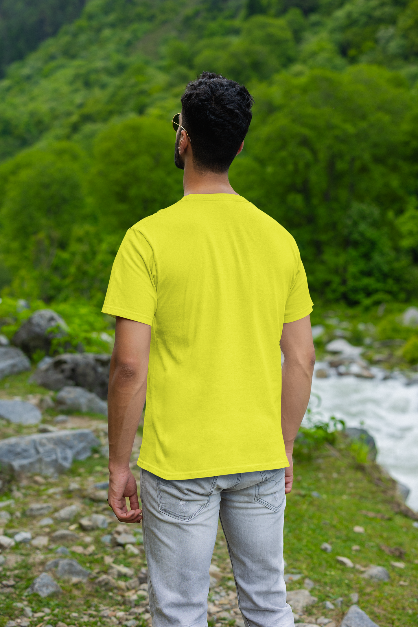 Radiant Aura: Men's New Yellow Plain T-Shirt