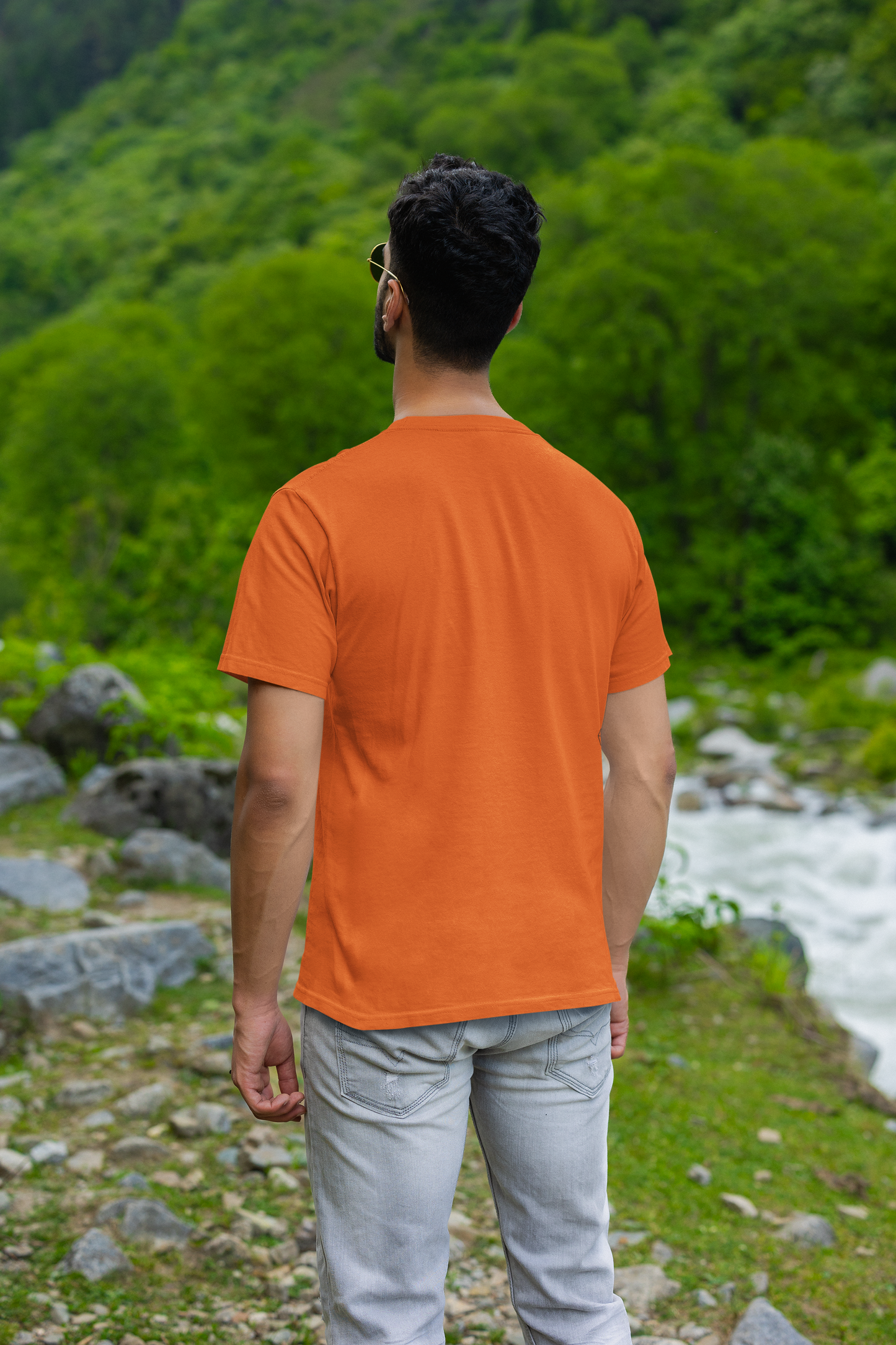 Sunny Splash: Men's Orange Plain T-Shirt