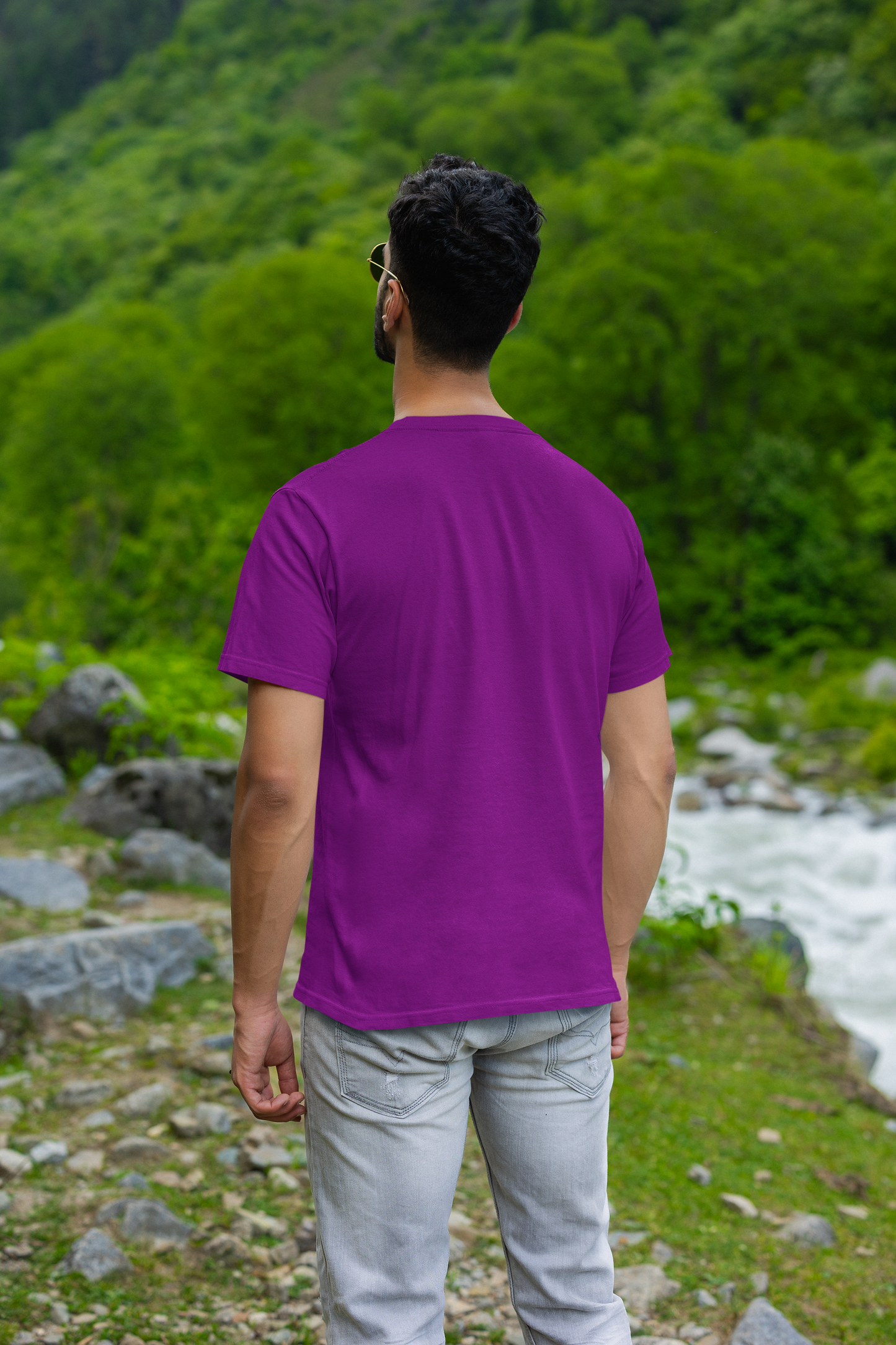 Regal Hues: Men's Purple Plain T-Shirt