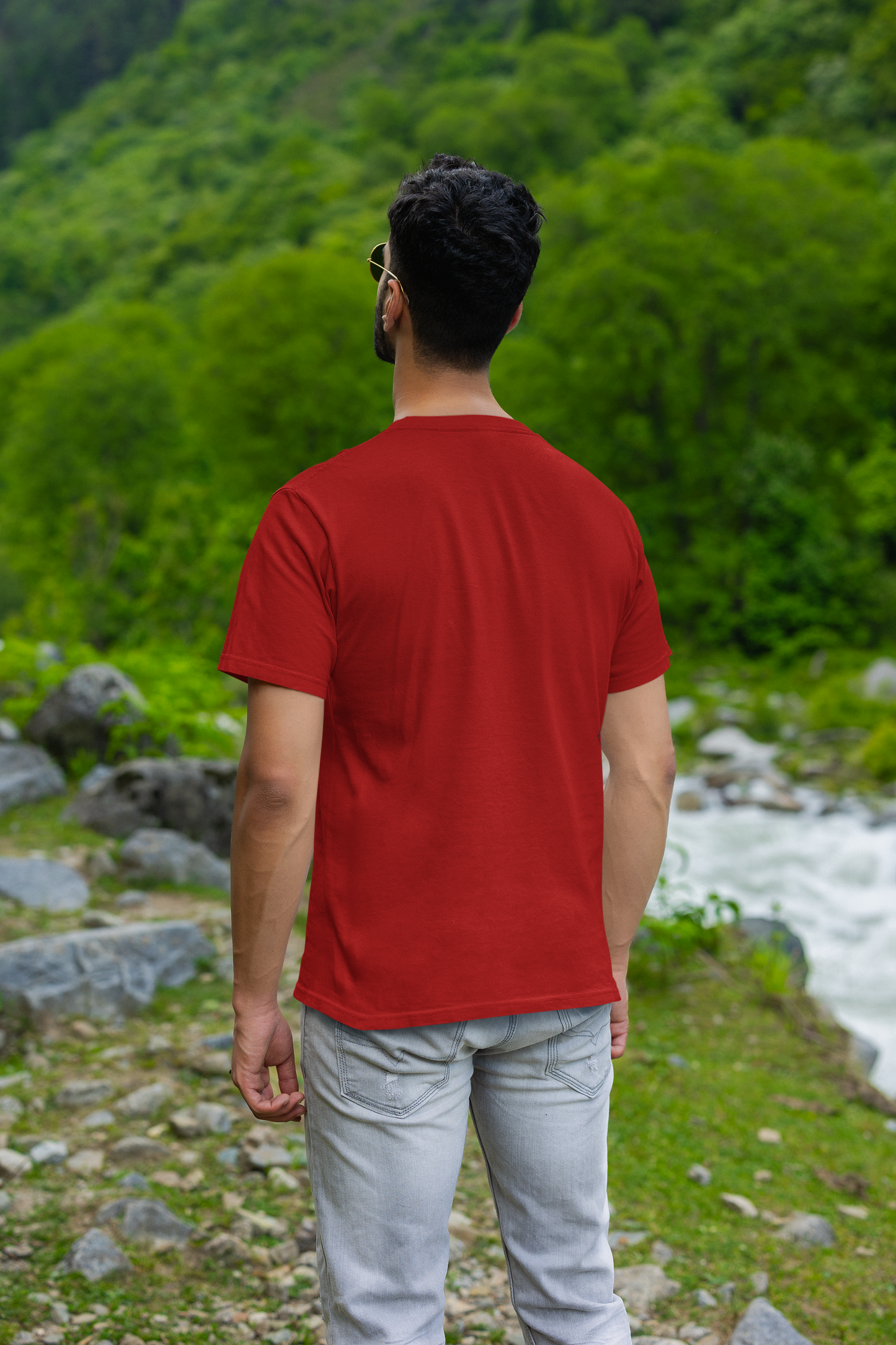 Fiery Passion: Men's Red Plain T-Shirt