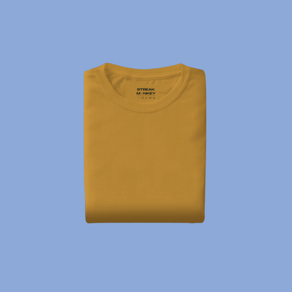 Golden Glow: Men's Mustard Yellow Plain T-Shirt