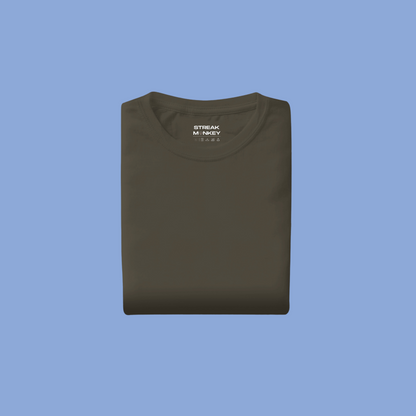 Natural Harmony: Men's Olive Green Plain T-Shirt