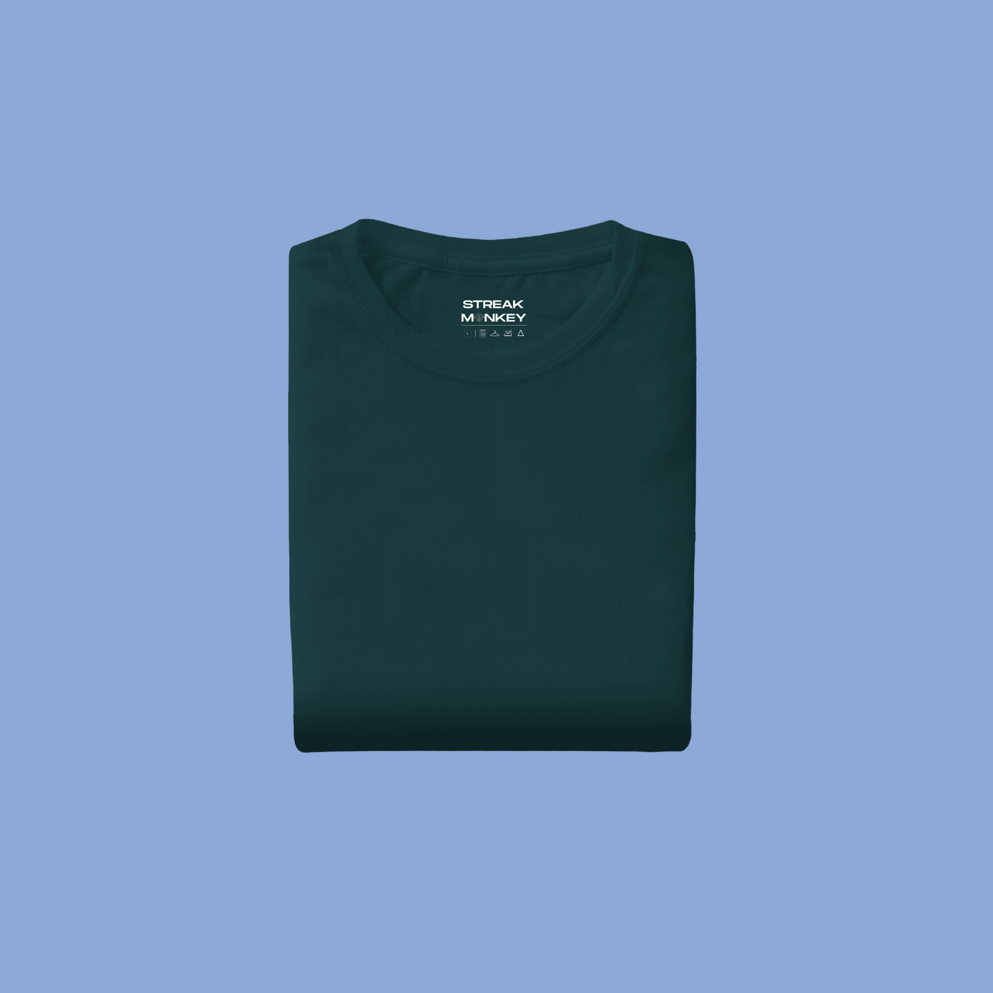 Coastal Serenity: Men's Petrol Blue Plain T-Shirt