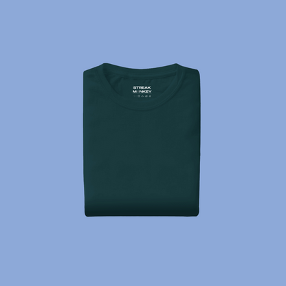 Coastal Serenity: Men's Petrol Blue Plain T-Shirt