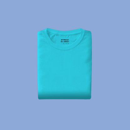 Sky's Palette: Men's Sky Blue Plain T-Shirt