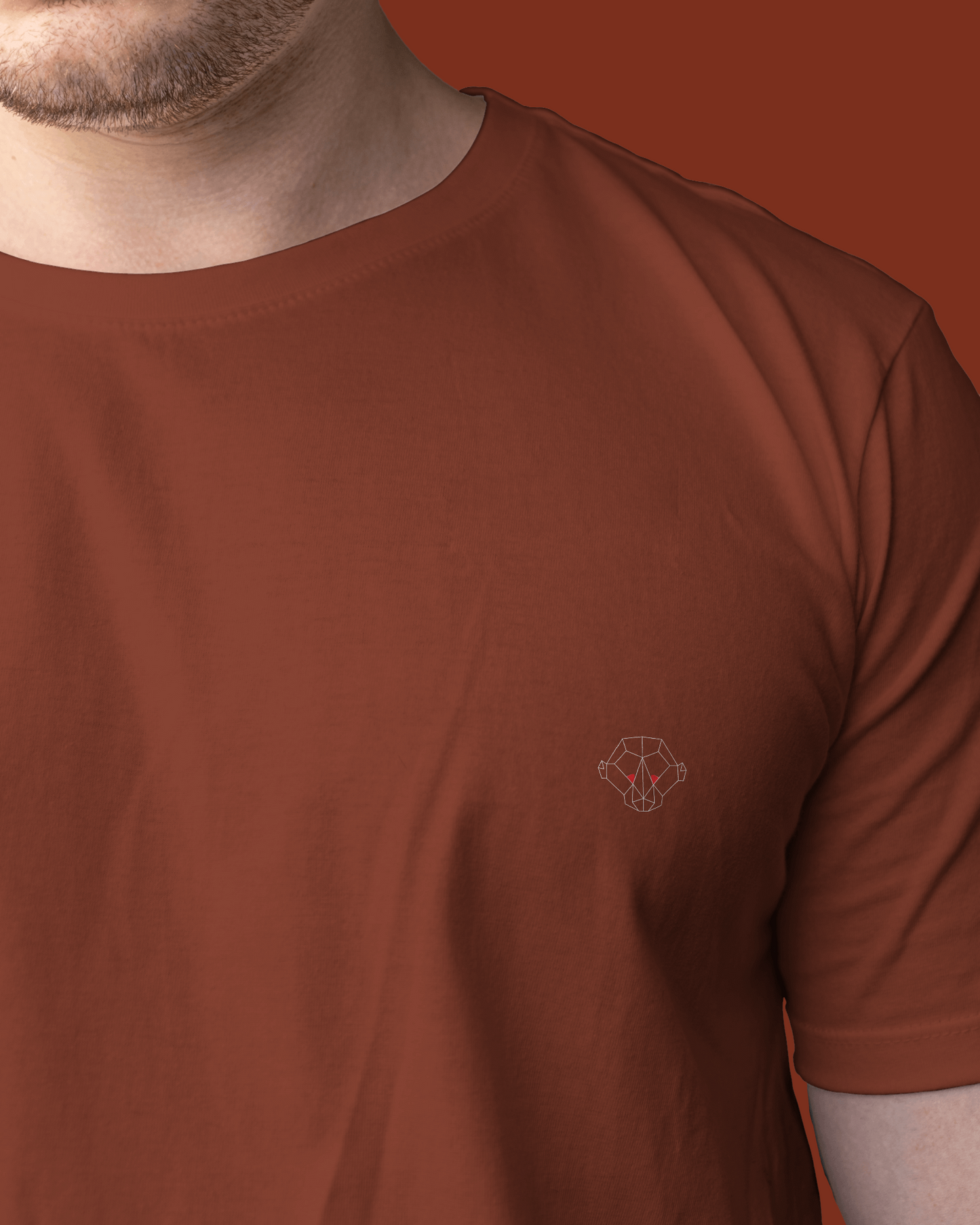 Rustic Crimson: Men's Brick Red Plain T-Shirt