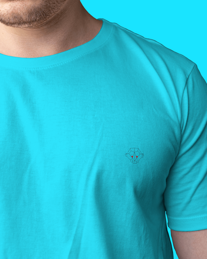 Sky's Palette: Men's Sky Blue Plain T-Shirt