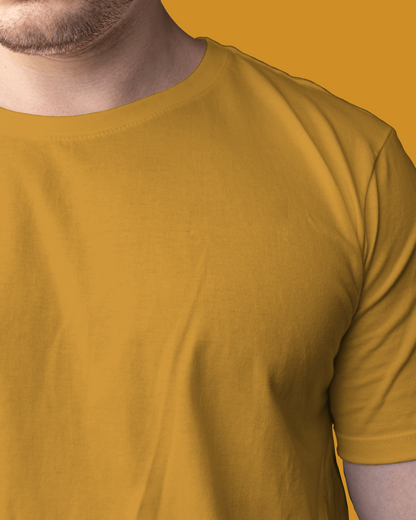 Golden Glow: Men's Mustard Yellow Plain T-Shirt