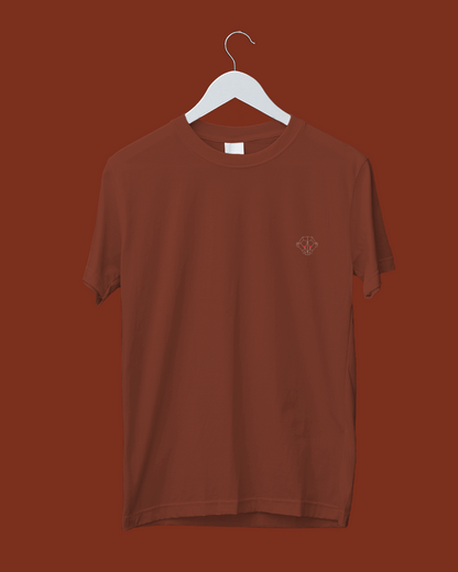 Rustic Crimson: Men's Brick Red Plain T-Shirt