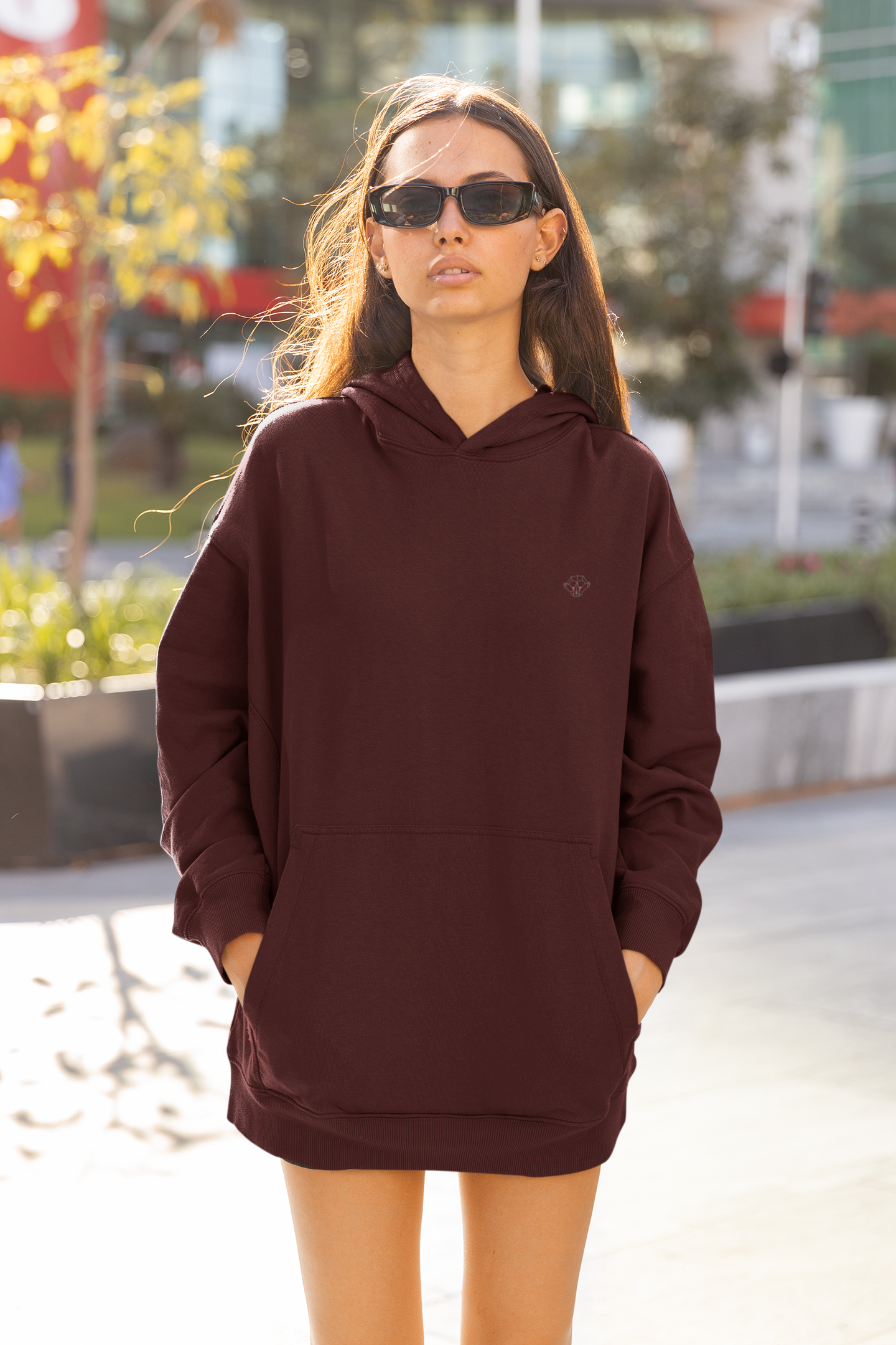 Maroon Oversized Hooded Sweatshirt