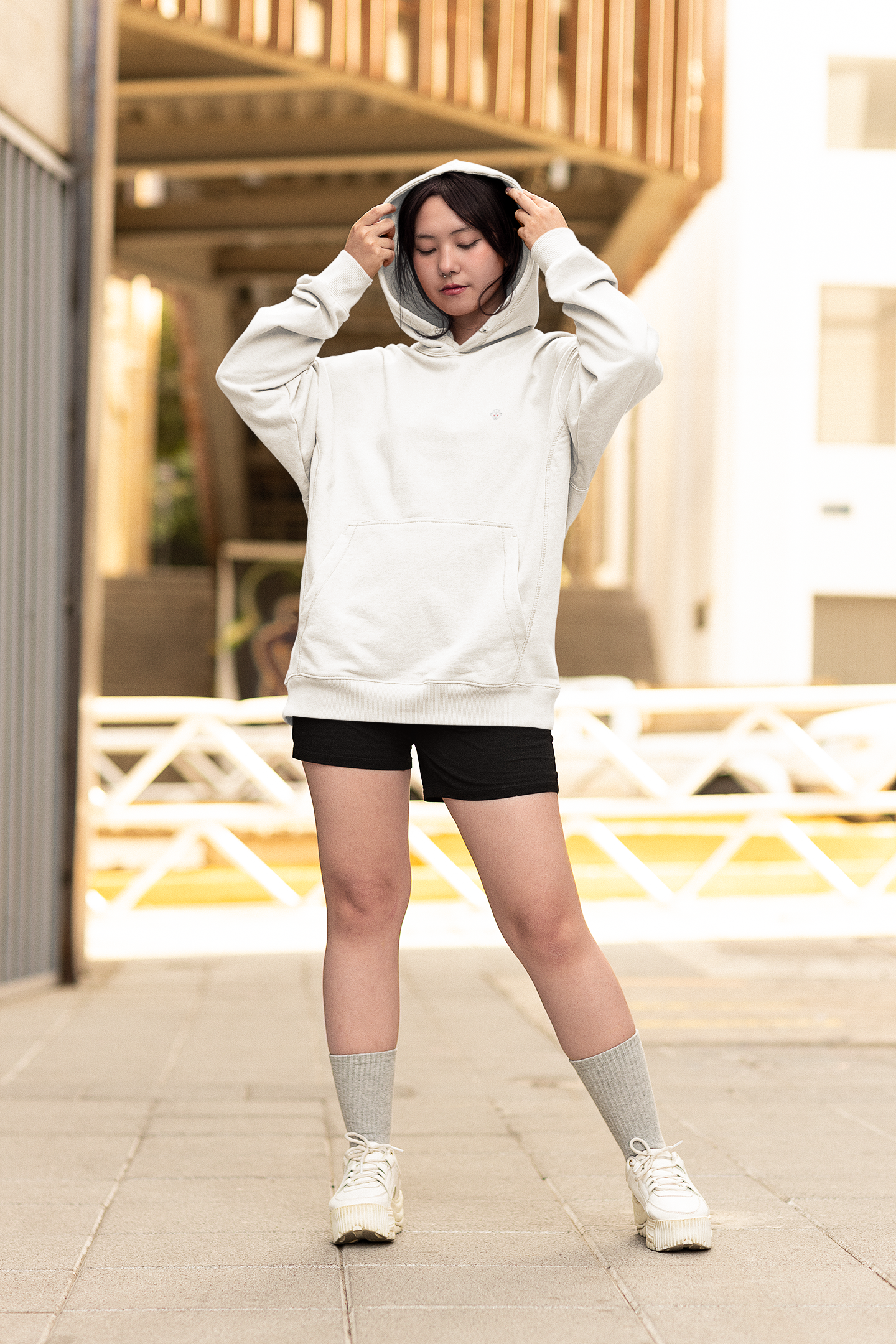 White Oversized Hooded Sweatshirt