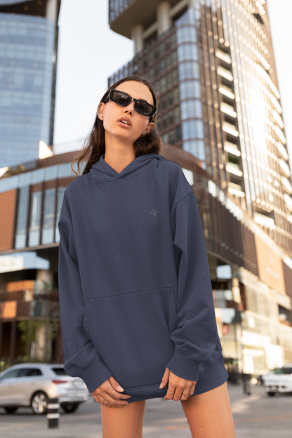 Navy Blue Oversized Hooded Sweatshirt