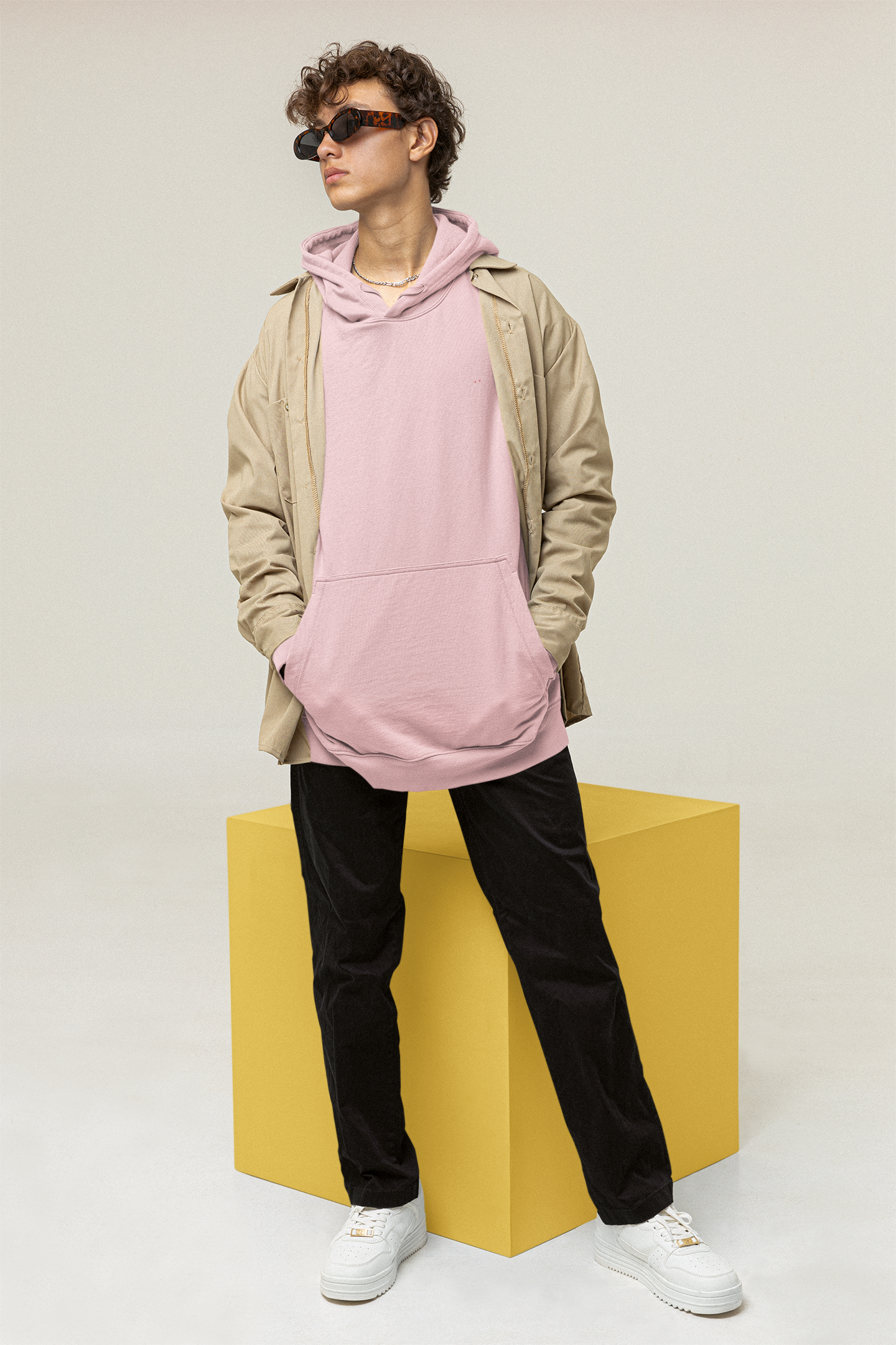 Baby Pink Oversized Hooded Sweatshirt