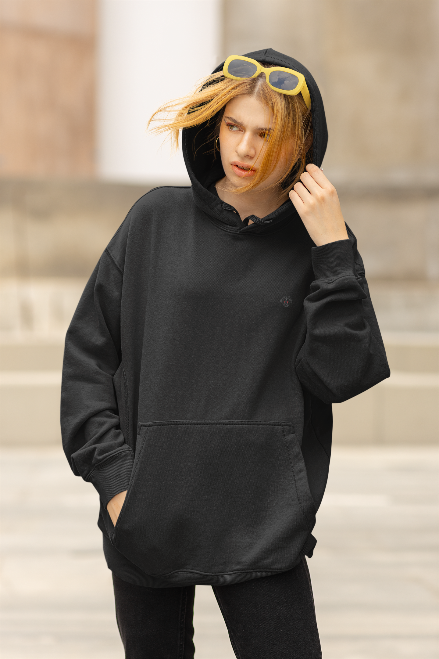 Black Oversized Hooded Sweatshirt