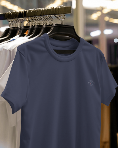 Midnight Classic: Men's Navy Blue Plain T-Shirt