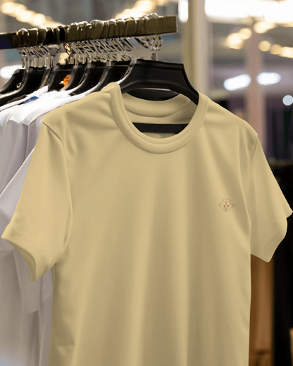 Desert Sand Elegance: Men’s Beige Plain T-Shirt