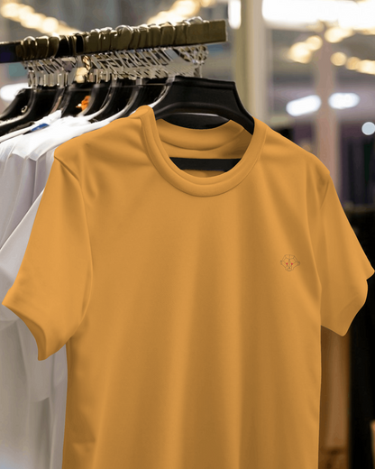 Sunlit Glow: Men's Golden Yellow Plain T-Shirt